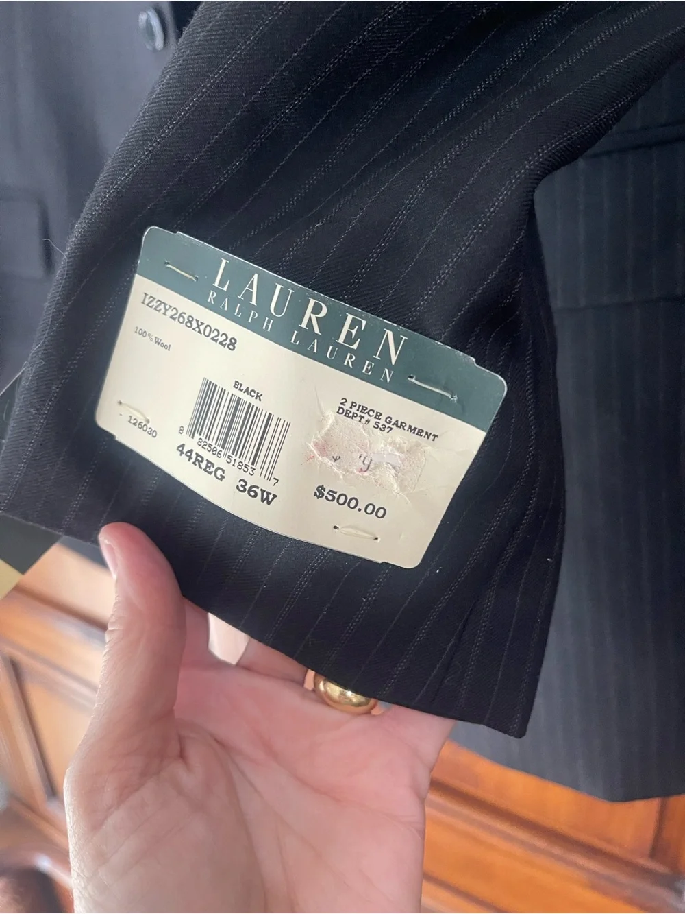Lauren Ralph Lauren black athletic fit NWT Pinstripe 100% Wool Suit Jacket